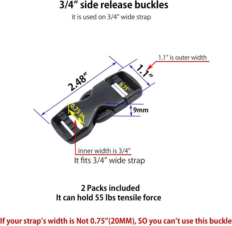Baitoo Side Release Buckles Heavy Duty Plastic Buckle Snap Clips Clasps Backpack Buckle Replacement for Strap - Image 2